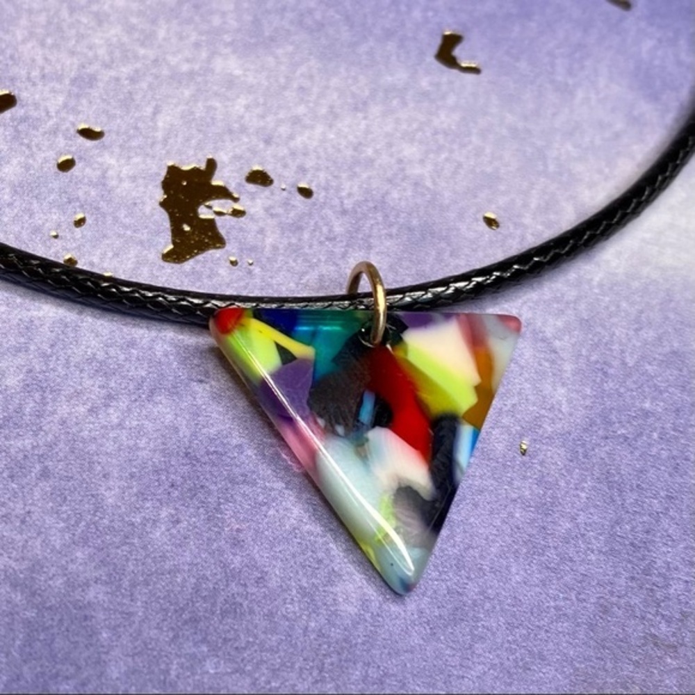 Colorful Marbled Inverted Triangle Necklace